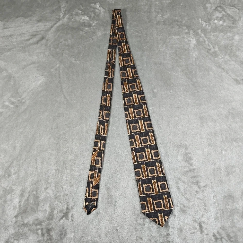 Vintage Ermenegildo Zegna Tie Mens Abstract Geometric Silk Made In‎ Italy